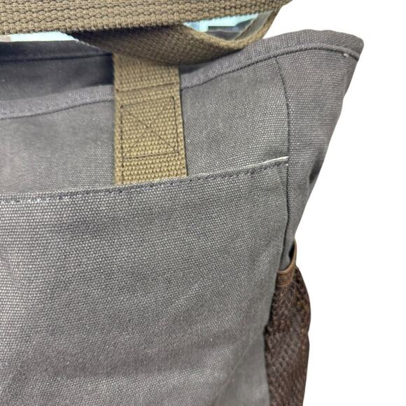 Duluth Trading Gray Brown Canvas Double Handle Bag Tote Shoulder Handbag Travel - Picture 8 of 16